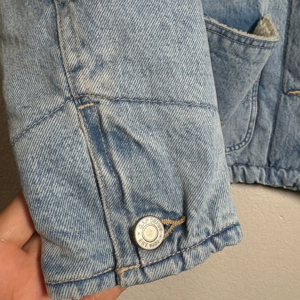 GAP Soft Denim Sherpa Button Front Jacket w Patch Pockets 1 Inner Pocket. XL - Picture 6 of 16